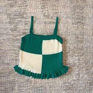Lush Green And Cream Knit Top